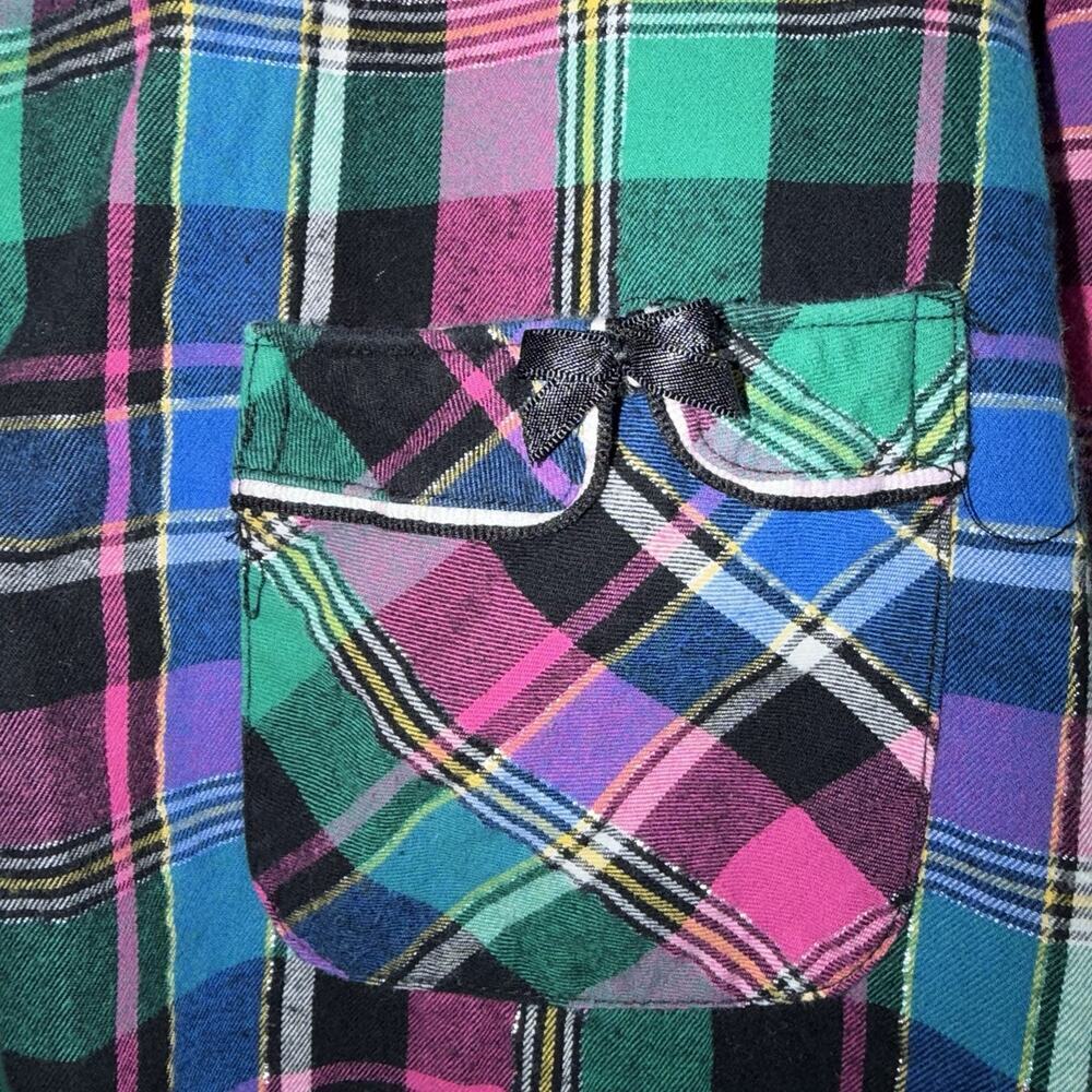 VICTORIA'S SECRET Pink Plaid Drawstring Lounge Pajama Sleep Shirt Flannel Size M - Picture 5 of 6